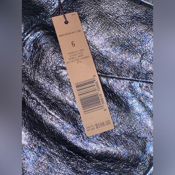 NWT RACHEL ROY 100% leather metallic reflective cosmos pencil skirt size 6 - Picture 7 of 9